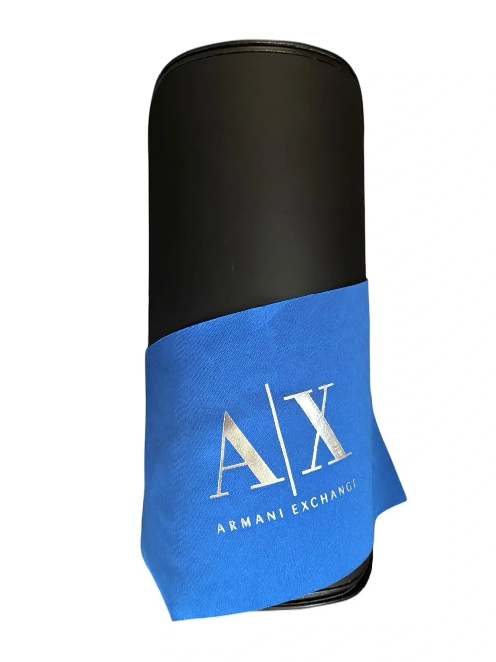 Armani Exchange HARD Sunglasses Shell Black CASE & CLOTH Blue Authentic Used